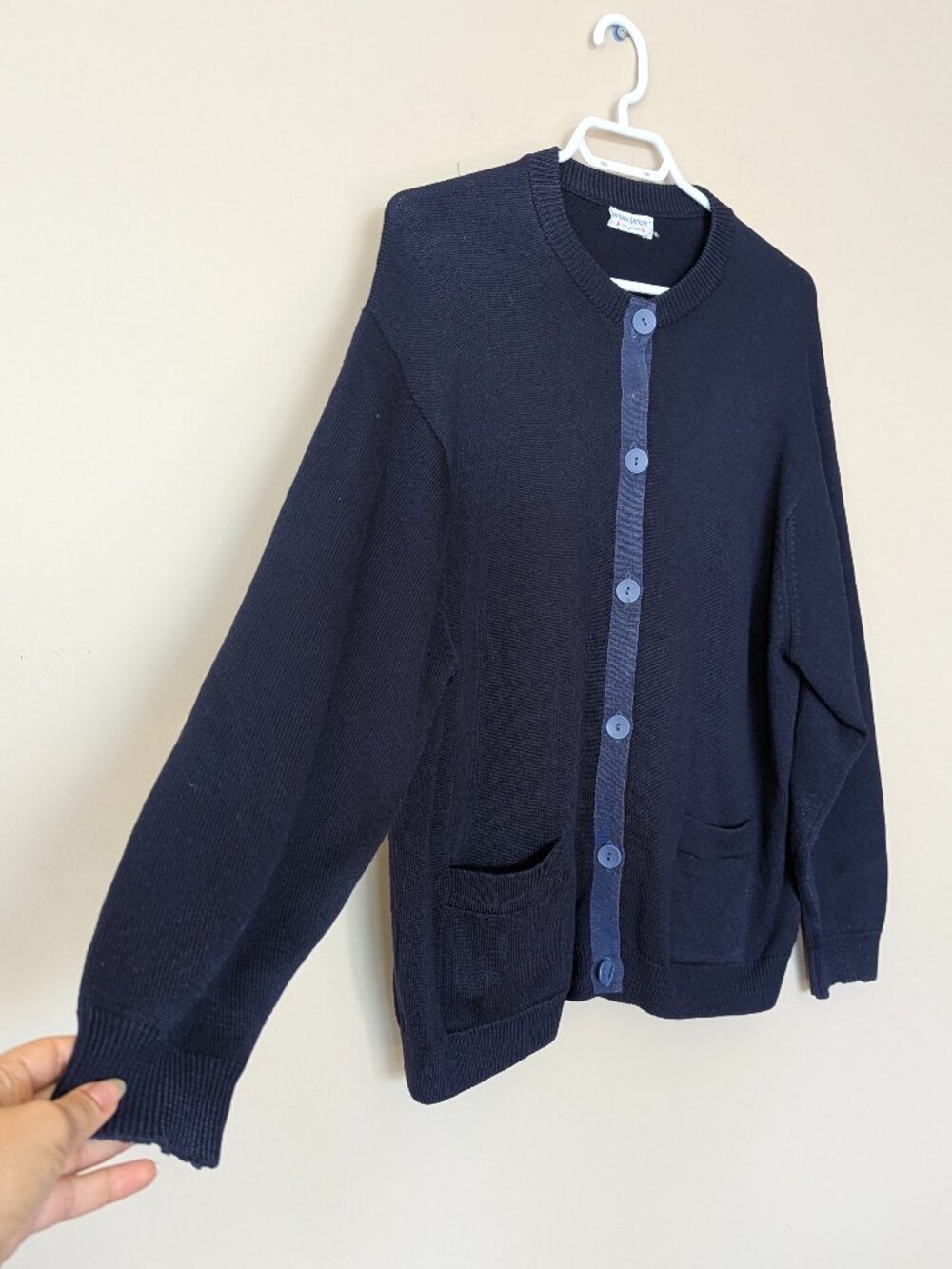 Vintage Yves St Laurent 100% Wool Cardigan Navy